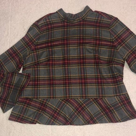 BP Women’s Flannel Ruffle Sleeve Blouse - Picture 1 of 5